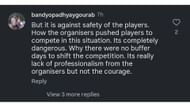 Screenshot of the fan's comment (Image via: @everything_throws on IG)